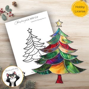 Wunderliche Weihnachtsbaum Glasmalerei-Muster, Glasmalerei-Muster, digitaler Download, DIY Glasmalerei, Glasmalerei-Kieferbaum