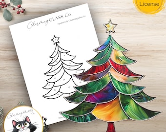 ステンドグラスのクリスマスツリーパターンパック：サンキャッチャー