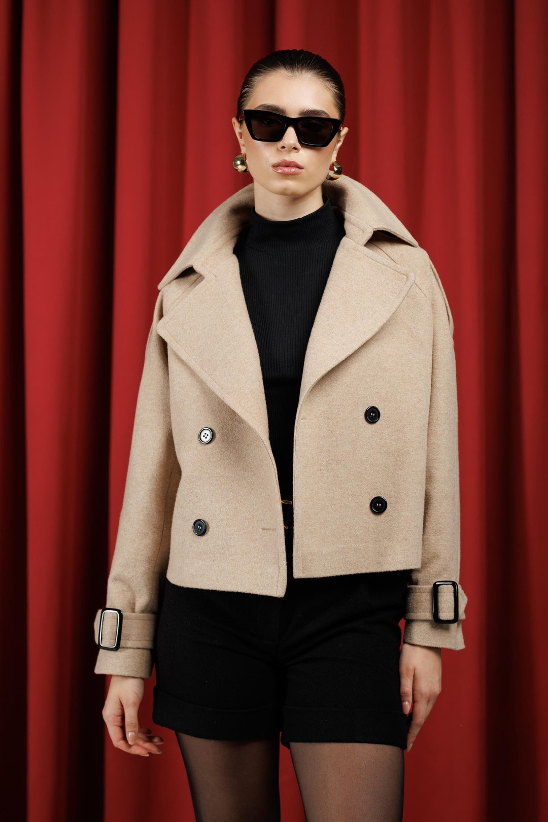2Type Checked Wool Ovresize Long Middle Coat main image 0