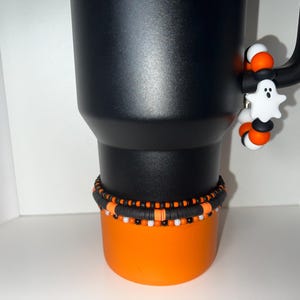 Halloween Stanley Tumbler Charm, Cup Friendship Bracelet Stack - Boot Topper & Ghost Straw Topper