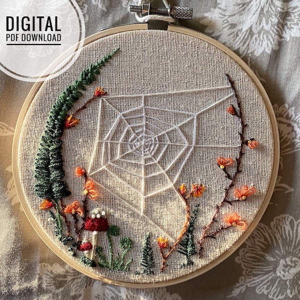 Garden Web Pattern | Cottagecore Garden Embroidery Pattern