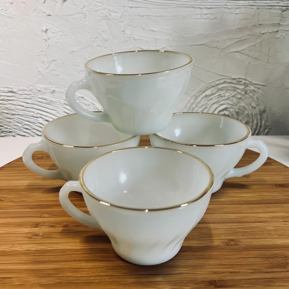 ファイヤーキングミルクガラス4個ビンテージ