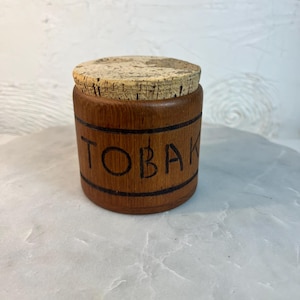 Vintage Swedish Wooden &quot;TOBAK&quot; Jar: Mid-Century Modern Storage Canister
