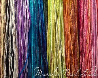 Hand Dyed Silk Ribbon - Silk Cord - DIY Craft - Jewelry Supplies - Craft Supplies - 2mm Round Silk Cord Strand - You Pick the Colors
