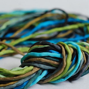 2mm Silk Cord Set of 10 silks in Blue Green Waters Color Palette by Marsha Neal Studio Craft Supplies Jewelry Supplies