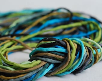 2mm Silk Cord Set of 10 silks in Blue Green Waters Color Palette by Marsha Neal Studio Craft Supplies Jewelry Supplies