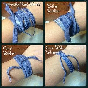 Hand Dyed Silk Ribbon Silky Ribbon Fairy Ribbon Jewelry Supplies Wrap Bracelet Craft Supplies Copper Pumpkin Color Palette image 5