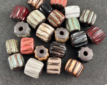 Jewelry Making Supplies Beads Handmade Ceramic Beads Chocolate Stoneware Clay Rustic Glazes Made to Order Marsha Neal Studio