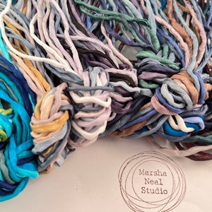 Hand Painted Silk Cords - Silk Ribbons - Bracelet Necklace Jewelry Supplies - 5 Silk Bundles of 2mm Round Silk Cords - Marsha Neal Studio