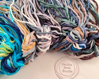 Hand Painted Silk Cords - Silk Ribbons - Bracelet Necklace Jewelry Supplies - 5 Silk Bundles of 2mm Round Silk Cords - Marsha Neal Studio