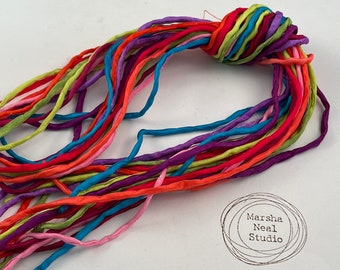 Hand Painted Silk Cord - Hand Dyed Silk - Silk Ribbon - Jewelry Supplies - Craft Supplies - 10 Silks - 2mm Silk Cord Item No.569