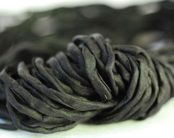 Hand Dyed Black Silk Ribbon Cord: 2mm DIY Jewelry Supplies Marsha Neal Studio