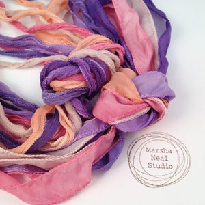 Hand Dyed Silk Ribbon: Ice Cream Sorbet Palette. Jewelry Supplies by Marsha Neal Studio