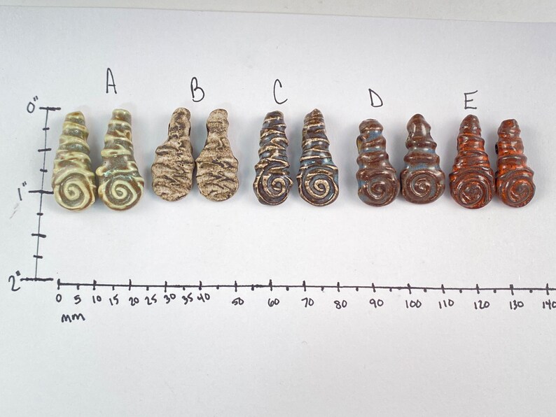 Ceramic Beads One Pair Swirl Spiral Tear Drop Design Earring Sized Pairs Marsha Neal Studio Handmade Beads 9A image 2