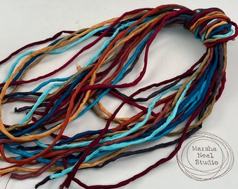 Hand Painted Silk Cord - Hand Dyed Silk - Silk Ribbon - Jewelry Supplies - Craft Supplies - 10 Silks - 2mm Silk Cord Item No.580