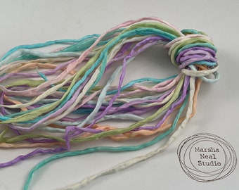 Hand Painted Silk Cord - Hand Dyed Silk - Silk Ribbon - Jewelry Supplies - Craft Supplies - 10 Silks - 2mm Silk Cord Item No.584