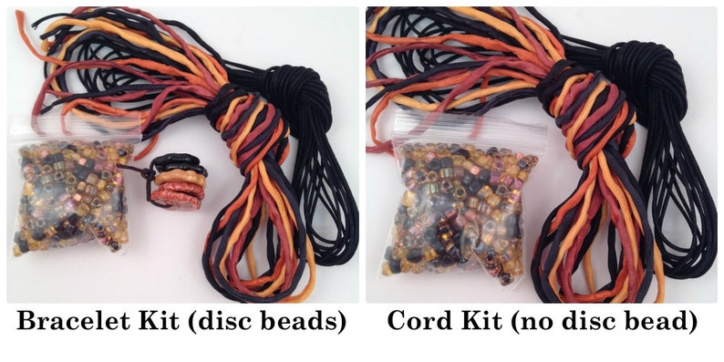 DIY Wrap Silk Bracelet or Cord Kit You Make Five Adult Friendship Bracelets in Halloween Orange and Black Palette image 3