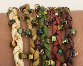 DIY Silk Wrap Braided Bracelet Kit: Adult Friendship Bracelets by Marsha Neal Studio