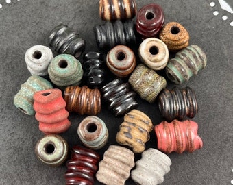 Handmade Spiral Ceramic Beads: Chocolate Stoneware Clay by Marsha Neal Studio