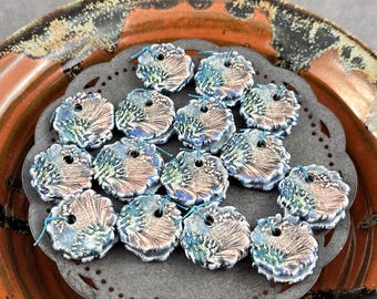 Botanical Impression Ceramic Bead Pair: Handmade Earring Supplies