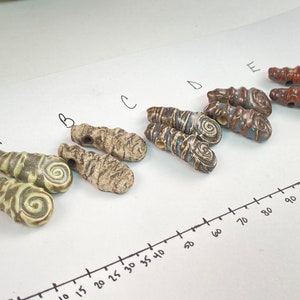 Ceramic Beads One Pair Swirl Spiral Tear Drop Design Earring Sized Pairs Marsha Neal Studio Handmade Beads 9A image 3