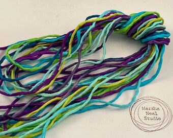 Hand Painted Silk Cord - Hand Dyed Silk - Silk Ribbon - Jewelry Supplies - Craft Supplies - 10 Silks - 2mm Silk Cord Item No.586