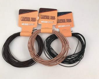 1mm Leather Cord: 5 Yards, Jewelry Stringing Supplies. Marsha Neal Studio.