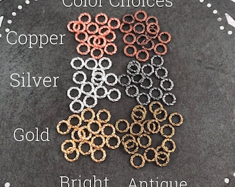 6mm Twisted Open Jump Rings - Base Metal Copper, Silver, Gold Colors - 100 pcs