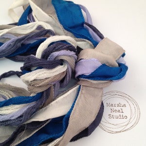 Hand Dyed Silk Ribbon: Seed Pod Color Palette. Jewelry Supplies by Marsha Neal Studio