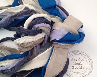 Hand Dyed Silky or Fairy Ribbons: Winter Seed Pod Palette. Craft Jewelry Supplies