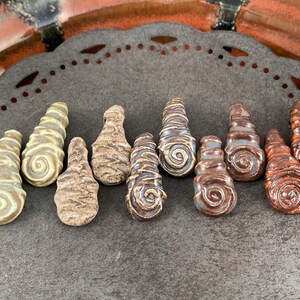 Ceramic Beads One Pair Swirl Spiral Tear Drop Design Earring Sized Pairs Marsha Neal Studio Handmade Beads 9A image 1