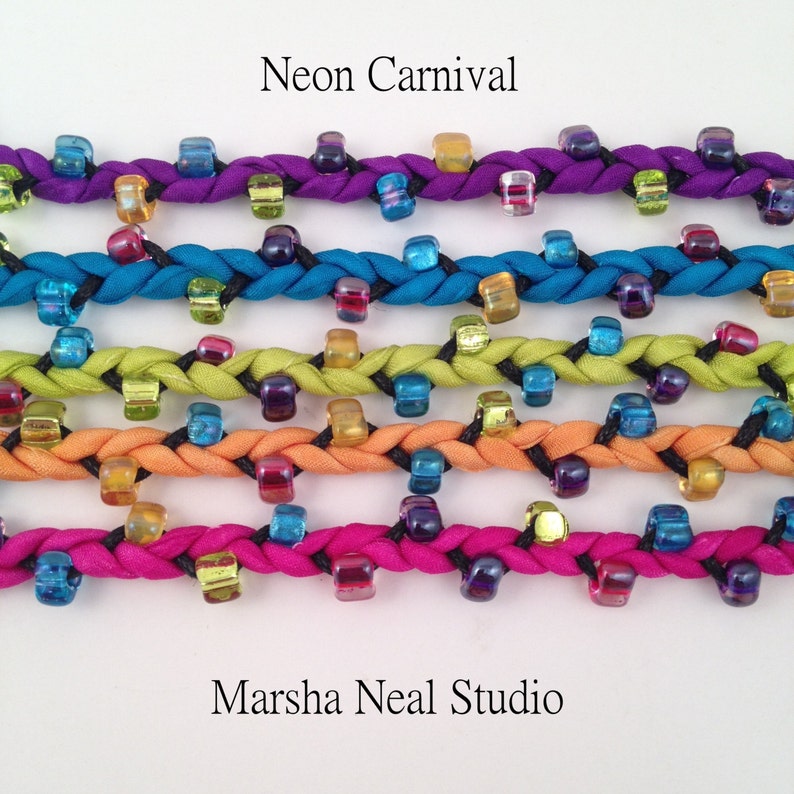 Summer Craft Kit for Adults Vacation Mode Bracelet DIY Craft Kit You Make Five Adult Friendship Bracelets in Neon Carnival Palette image 2