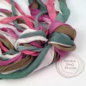 Hand Dyed Silk Ribbon: Vintage Rose Palette. Jewelry Supplies by Marsha Neal Studio