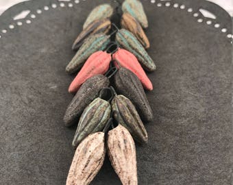 Handmade Ceramic Beads - Stoneware Beads - Rustic - Boho - Seed Pod Beads - Earring Supplies - Craft Supplies