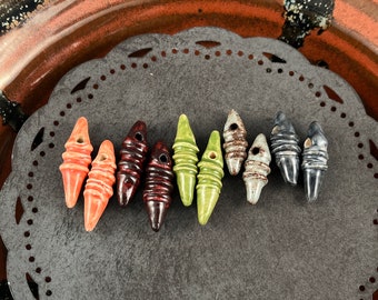 Handmade Ceramic Beads: Textured Dangle Earring Sized Pair by Marsha Neal Studio
