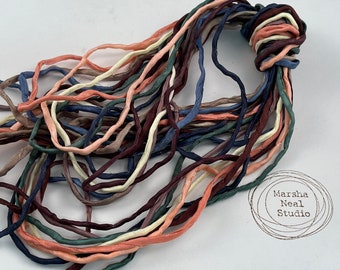 Hand Painted Silk Cord - Hand Dyed Silk - Silk Ribbon - Jewelry Supplies - Craft Supplies - 10 Silks - 2mm Silk Cord Item No.579