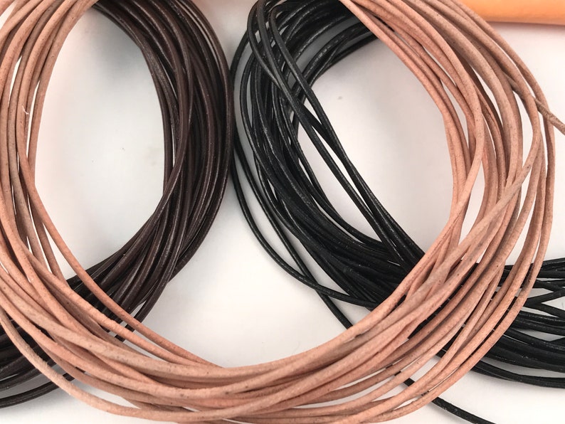 1mm round leather cord 5 yards 1mm natural leather 1mm brown leather 1mm black leather 180 inches Jewelry Supplies Stringing image 2