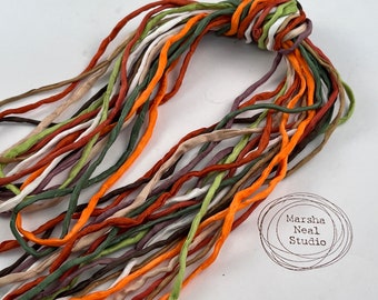 Hand Painted Silk Cord - Hand Dyed Silk - Silk Ribbon - Jewelry Supplies - Craft Supplies - 10 Silks - 2mm Silk Cord Item No.561