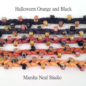 DIY Wrap Silk Bracelet or Cord Kit You Make Five Adult Friendship Bracelets in Halloween Orange and Black Palette image 2