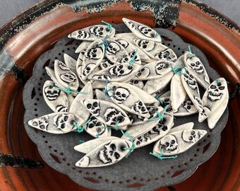 Handmade Ceramic Skull Beads: Earring Sized Pendant Pairs