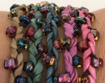 DIY Silk Wrap Braided Bracelet Kit: Adult Friendship Bracelets by Marsha Neal Studio