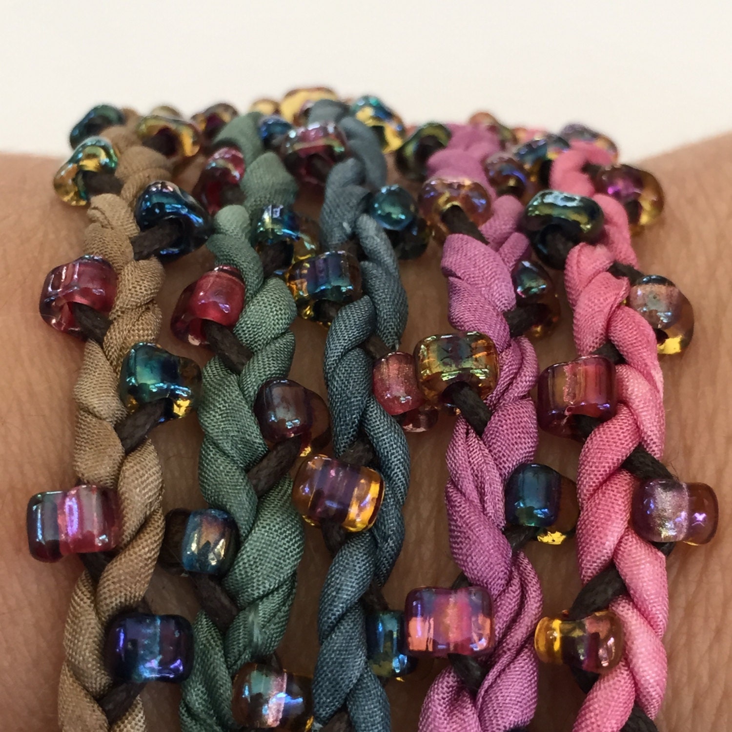 DIY Silk Wrap Bracelet Supplies or Silk Cord Kit DIY Jewelry Kit