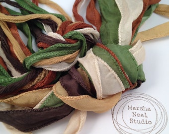 Hand Painted Silk Ribbon: Woodland Realm Silky Fairy Ribbon