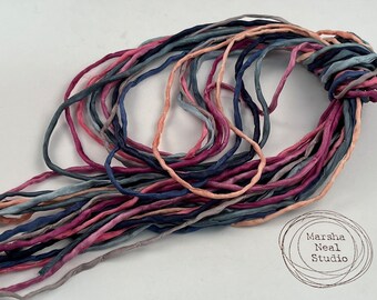 Hand Painted Silk Cord - Hand Dyed Silk - Silk Ribbon - Jewelry Supplies - Craft Supplies - 10 Silks - 2mm Silk Cord Item No.582