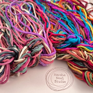 Hand Painted Silk Cords: 2mm Round Silk Ribbon Bundles, Jewelry Supplies