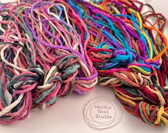 Hand Painted Silk Cords: 2mm Round Silk Ribbon Bundles, Jewelry Supplies
