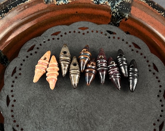 Handmade Ceramic Beads: Textured Dangle Earring Sized Pair by Marsha Neal Studio.