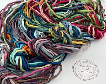Hand Painted Silk Cords - Silk Ribbons - Bracelet Necklace Jewelry Supplies - 5 Silk Bundles of 2mm Round Silk Cords - Marsha Neal Studio