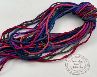 Hand Painted Silk Cord - Hand Dyed Silk - Silk Ribbon - Jewelry Supplies - Craft Supplies - 10 Silks - 2mm Silk Cord Item No.566