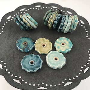 Craft Supplies - 5 Disc Bead Sets -Handmade Beads - Ceramic Beads - Marsha Neal Studio - DIY Jewelry Supplies - Porcelain Stoneware Ceramic